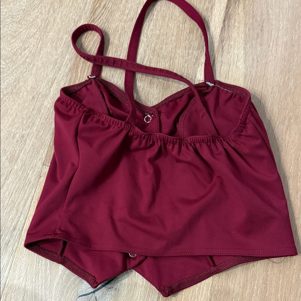 Kelle dance costume maroon Button-Up Top and Bottom Set - Picture 8 of 9